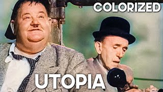 Utopia  COLORIZED  Stan Laurel amp Oliver Hardy  Classic Comedy Film [upl. by Eirrol]