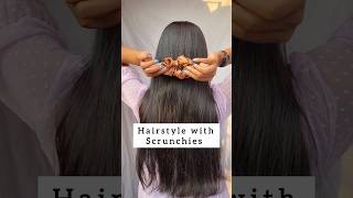 cute hairstyle with scrunchieshair hairstyle hairtutorial hacks braids hairstyles shorts [upl. by Nare]