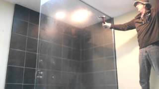 Breaking tempered glass shower wall door [upl. by Gasper647]