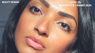 Makeup For Tanned Skin Tutorial Sparkly Liner and Nude Lips [upl. by Nereen261]