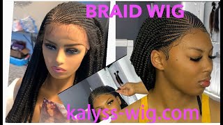 How to Install Kalyss Slant Side Part Cornrow Braids Wigs  Braided Wig Install  Beginer Friendly [upl. by Scever]