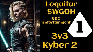 SWGOH Loquitur 3v3 GAC K2 M1 Dash GAS Jabba Rey Leia LV Welcome Back to 3s [upl. by Atnahsal]