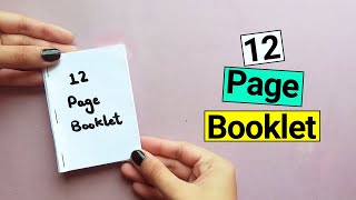 How To Make a 12 Page Booklet with Paper  No Glue [upl. by Annek]