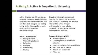 Active and Empathetic Listening skills [upl. by Puklich]