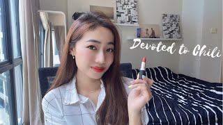 MAC DEVOTED TO CHILI  Powder Kiss Lipstick Swatch amp Review on Asian Skin Tone 💄 [upl. by Dnalkrik607]