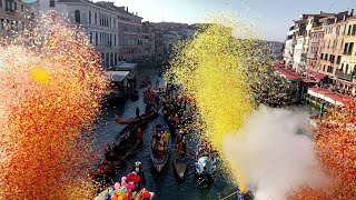 Carnevale di Venezia 2024  Il corteo acqueo sul Canal Grande con la Pantegana 🎭Venice Carnival 2024 [upl. by Havot]