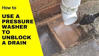 Unblocking a drain using a Karcher pressure washer [upl. by Gauntlett512]