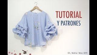 DIY Costura de blusa con mangas abullonadas Patrones gratis [upl. by Curtis]