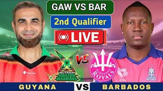 CPL Live  Qualifier 2  Amazon Warriors Vs Barbados Royals Live Cricket Match  GAW Vs BAR [upl. by Sams]