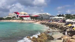 St Maarten  The Lowest Plane Landing  SXM Maho  PAWA Airlines [upl. by Yelha]