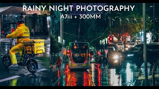 Rainy Night Cyberpunk Style Street Photography 300MM POV [upl. by Hidie407]