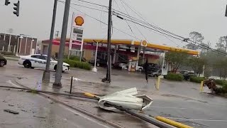 Possible tornado damage in Slidell April 10 Slidell PD [upl. by Severen170]