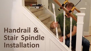 How to Install Handrail and Stair Spindles Staircase Renovation Ep 4  Finish Carpentry [upl. by Alehc403]