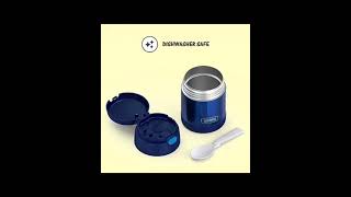 THERMOS FUNTAINER 10 Ounce Stainless Steel Vacuum Insulated Kids Food Jar with Folding Spoon Navy [upl. by Perloff]