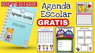 Agenda Escolar 2022 para imprimir GRATIS👉PDF y EDITABLE [upl. by Effie56]