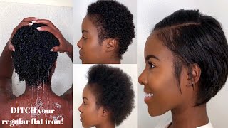 How To Wash Blow Dry  Straighten SUPER SHORT Natural Hair  Nia Hope [upl. by Dnesnwot844]