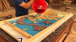 Woodworking Shows Love For Country  Table Made From Epoxy Glue With Map Of Vietnam [upl. by Steffane68]