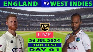 England vs West Indies  ENG vs WI  3rd Test Day 1 of WI tour of ENG 2024 LIVE [upl. by Notrom]