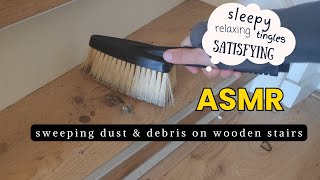 Sleepy tingles visully satisfying ASMR sweeping dust amp debris off wooden staircases [upl. by Ilonka]