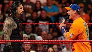 FULL SEGMENT John Cena and Roman Reigns’ first promo battle Raw Aug 28 2017 [upl. by Aisanat]