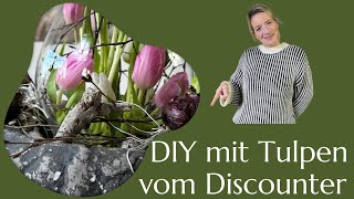 DIY Frühlingsdeko mit Tulpen vom Discounter  Lass dein Zuhause erblühen🧡💚🩷 [upl. by Ellenwahs]