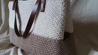 Borsa shopper passo passo a punto canestro doppio obliquo  crochet [upl. by Currier]