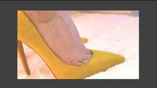 Onlymaker classic 12 cm yellow suede pumps [upl. by Haskell878]