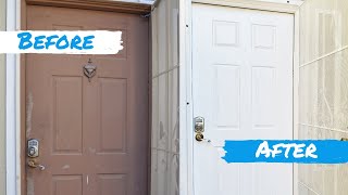 Timelapse Repaint a Front Door  Exterior Door Painting  Strip Prime Sand Color  Fiberglass [upl. by Noyrb342]