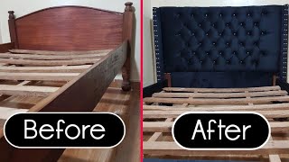 DIY How To Make A Tufted Headboard For Your Old Bed  Bed Transformation DIY [upl. by Analed]