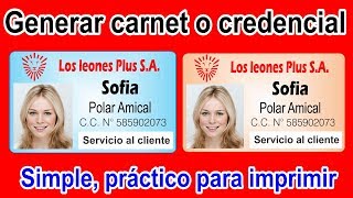 Crear carnet credenciales identificacion masivos para imprimir ref GC1 [upl. by Morez]