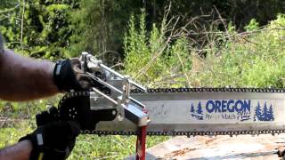 Granberg 106b jig Filing a 28quot chain in 3 minutes with a stump vise [upl. by Novej]