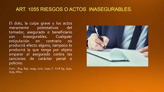 RIESGOS O ACTOS INASEGURABLES ART 1055 CÓDIGO DE COMERCIO DE COLOMBIA ABC EN SEGUROS Y LEYES [upl. by Llerrat152]