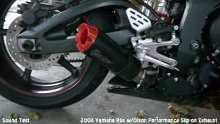 2006 Yamaha R6s  Olson Performance Tail Pipe  Exhaust Noise Test  Before amp After [upl. by Ojadnama]