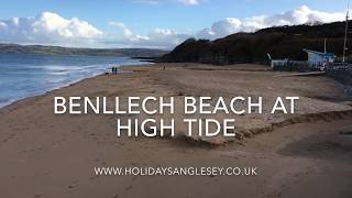 Winter walk on Benllech beach Anglesey at high tide 24th November 2017 [upl. by Nefets]