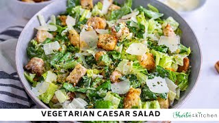 Vegetarian Caesar Salad Recipe with Creamy Homemade Vegetarian Caesar Dressing [upl. by Huda]