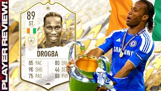 FIFA 22 MID ICON DROGBA PLAYER REVIEW  89 DROGBA REVIEW  FIFA 22 ULTIMATE TEAM [upl. by Eedahs]