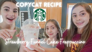 New STARBUCKS Strawberry Funnel Cake Frappuccino COPYCAT RECIPE [upl. by Doris]