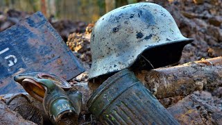 EXCAVATION OF GERMAN ARTILLERY DUGOUTS  WW2 METAL DETECTING [upl. by Atilrep]