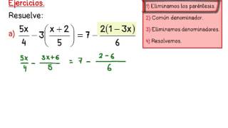 Ecuaciones de primer grado con paréntesis y denominadores [upl. by Euridice]