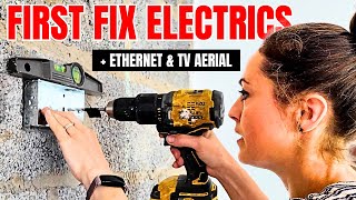 How I installed electrics for a media wall double socket then prepped for ethernet amp TV aerial [upl. by Alcock441]