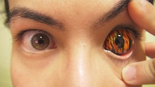 How to Insert And Remove Flames Sclera Contact Lenses Fxeyes [upl. by Eseilana]