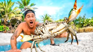 Giant Crab On Tropical Island Catch And Cook [upl. by Ahseral]