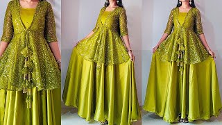 Designer party wear dress cutting stitching peplum gown cutting stitching shrug cutting stitching [upl. by Baoj]