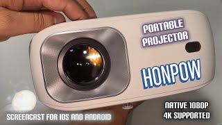 HONPOW 4K Support Projector with Wifi and Bluetooth Portable Mini Projectors for Outdoor [upl. by Neeuq280]