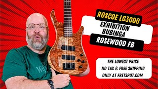 Roscoe LG3000 Standard Plus Bass Exhibition Waterfall Bubinga top Rosewood Swamp Ash body [upl. by Coltson]