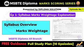 MSBTE Episode 1 Syllabus Marks Weightage Explanation  MSBTE Diploma Marks Scoring Series 💯 [upl. by Omar774]