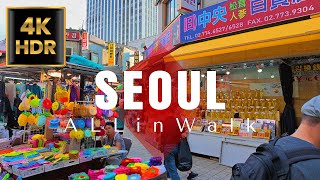 Namdaemun Market  Myeongdong  Cheonggyecheon Seoul Korea  남대문시장  명동  청계천  4K HDR [upl. by Vassell]