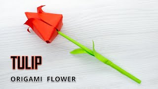 How to make paper tulip paper tulip flower Easy origami tulip [upl. by Stauder555]