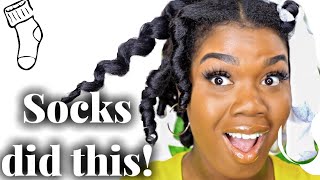 I tried sock curls on my natural hair how to achieve heatless curls [upl. by Odiug]