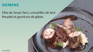 Filet de faisan farci croustilles de lard Breydel et garniture de gibier [upl. by Bobinette77]